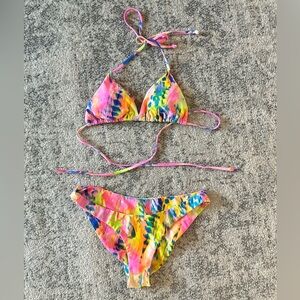 Kulani Kinis Two Piece Bikini Set in “Fluro Flamingo”
